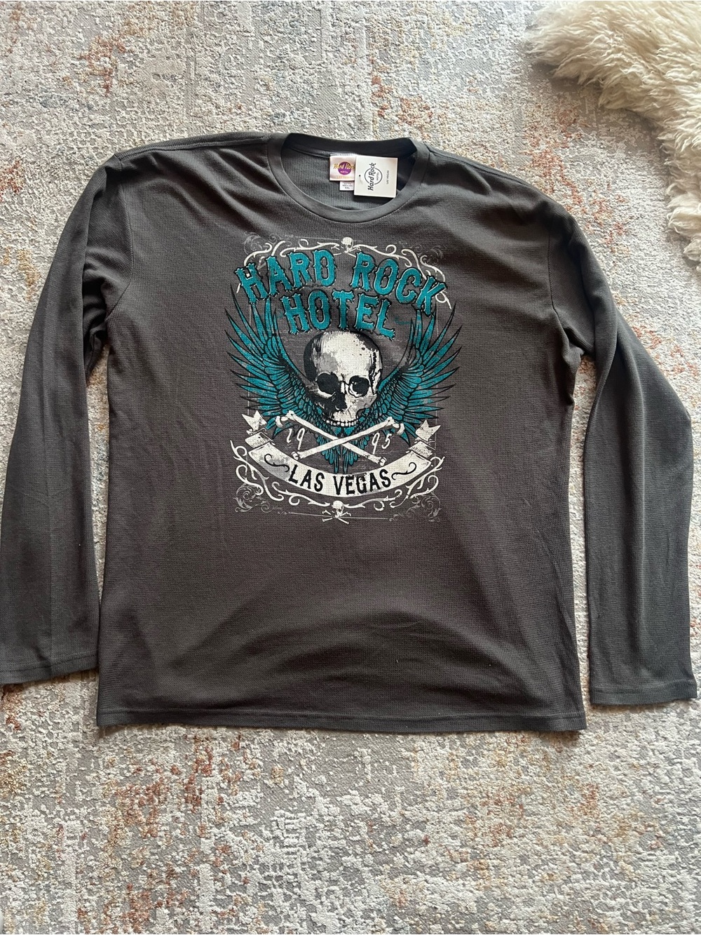Vintage Hard Rock Hotel Las Vegas Skull Thermal Shirt XXL NWT